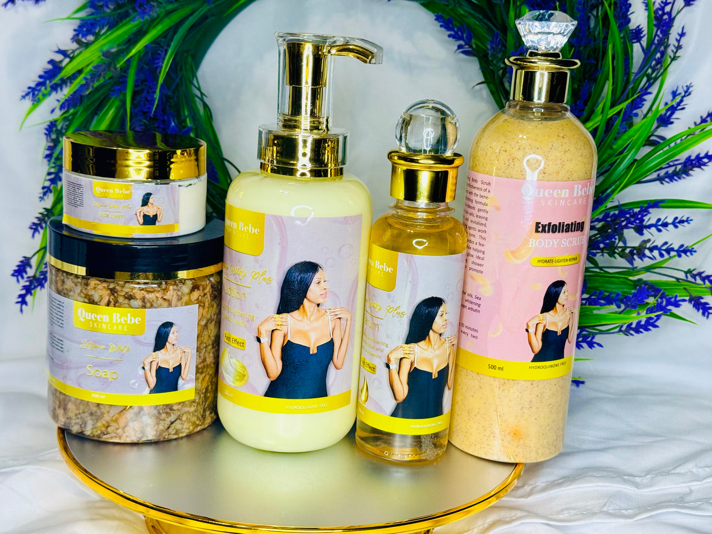 Queen Extreme White Plus,1 Lotion, 1Serum, 1Soap, 1Face Cream, 1Body Scrub