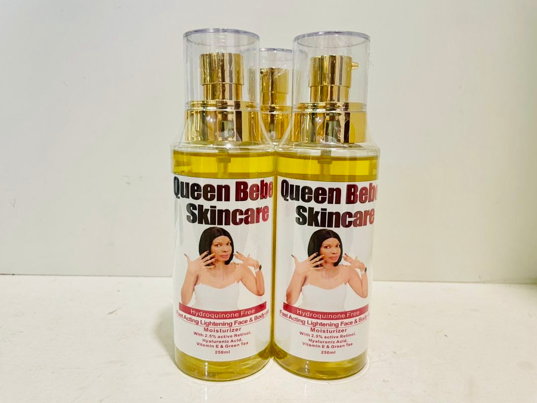 Queen Bebe Skincare 
Fast Acting Lightening Face & Body Oil Moisturizer