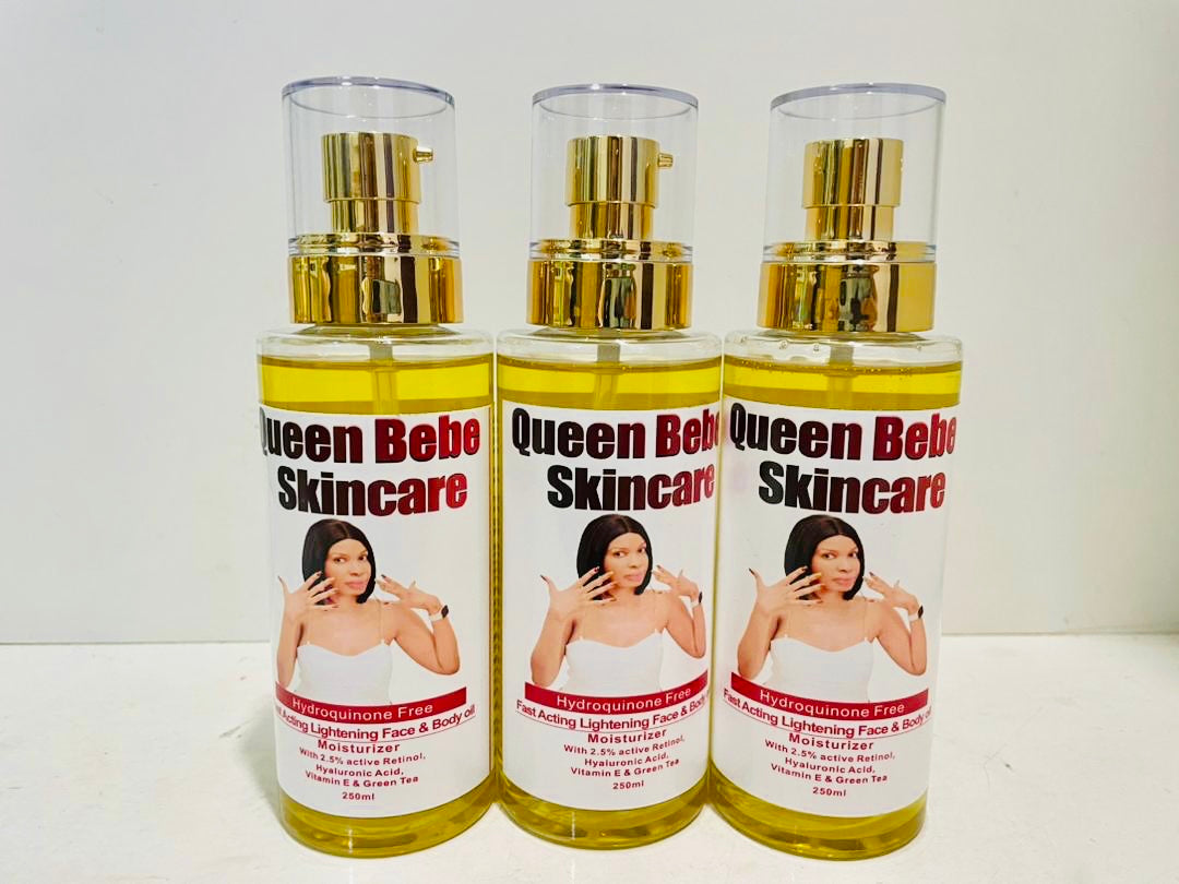 Queen Bebe Skincare 
Fast Acting Lightening Face & Body Oil Moisturizer