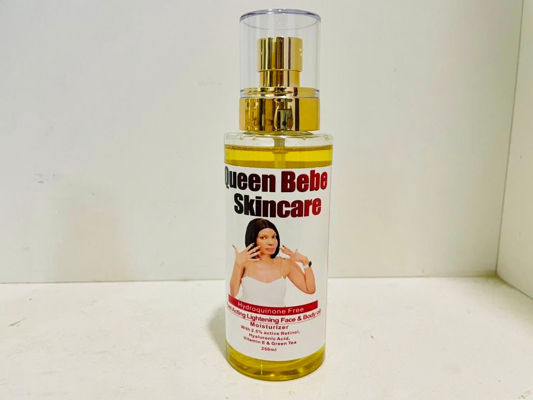 Queen Bebe Skincare 
Fast Acting Lightening Face & Body Oil Moisturizer